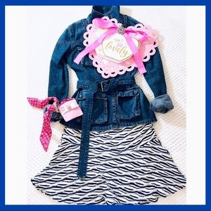 CATO Cream and Navy Mermaid Fit Skirt